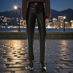 ARITZIA x WILFRED Melina Faux Leather Pant in Black 00